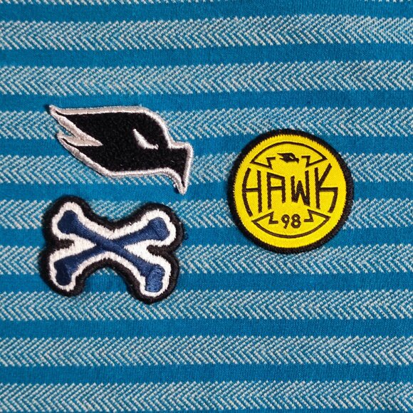 Tony Hawk skatboarder pullover hoodie boys size XL (14-16) blue stripes pattern - Picture 7 of 9